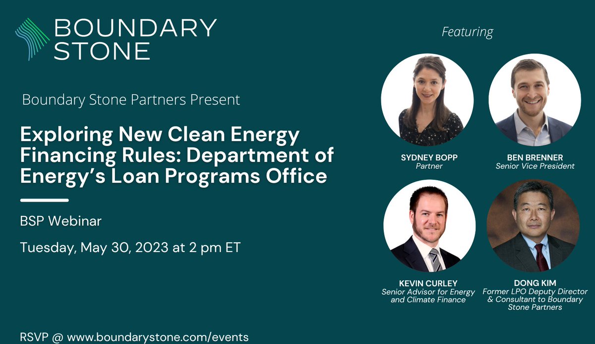 📣 Join us for a webinar hosted by <a href="/BSPfirm/">Boundary Stone Partners</a> on the recent changes to <a href="/ENERGY/">U.S. Department of Energy</a>’s Loan Program Office! Don’t miss this opportunity to stay ahead on financing in the clean energy sector. Register now ➡️ bit.ly/bspwebinar-lpo