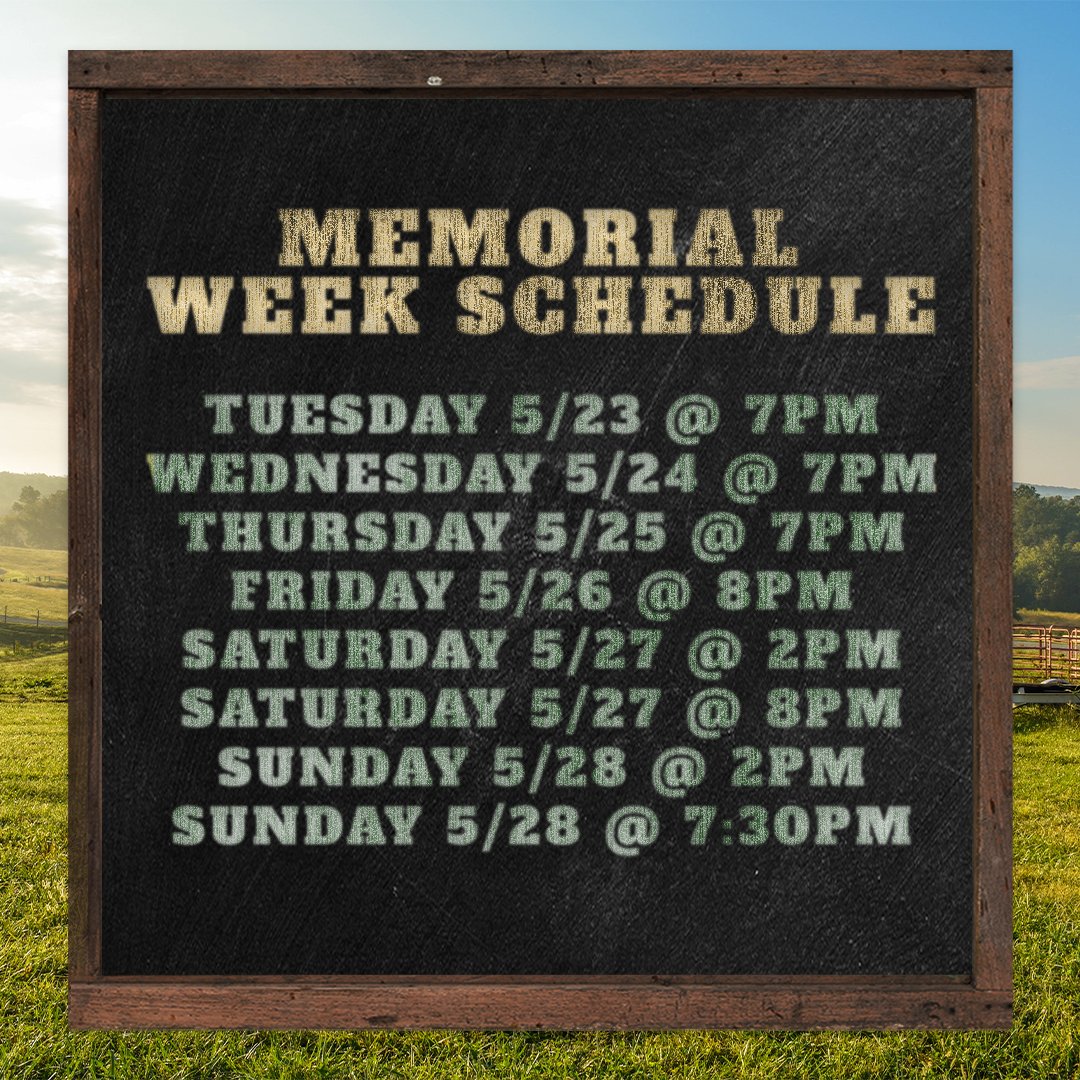 Shucked_Musical's tweet image. Celebrating Memorial Day Weekend in Cob County with a bit of a different schedule this week! Who's making the trip?