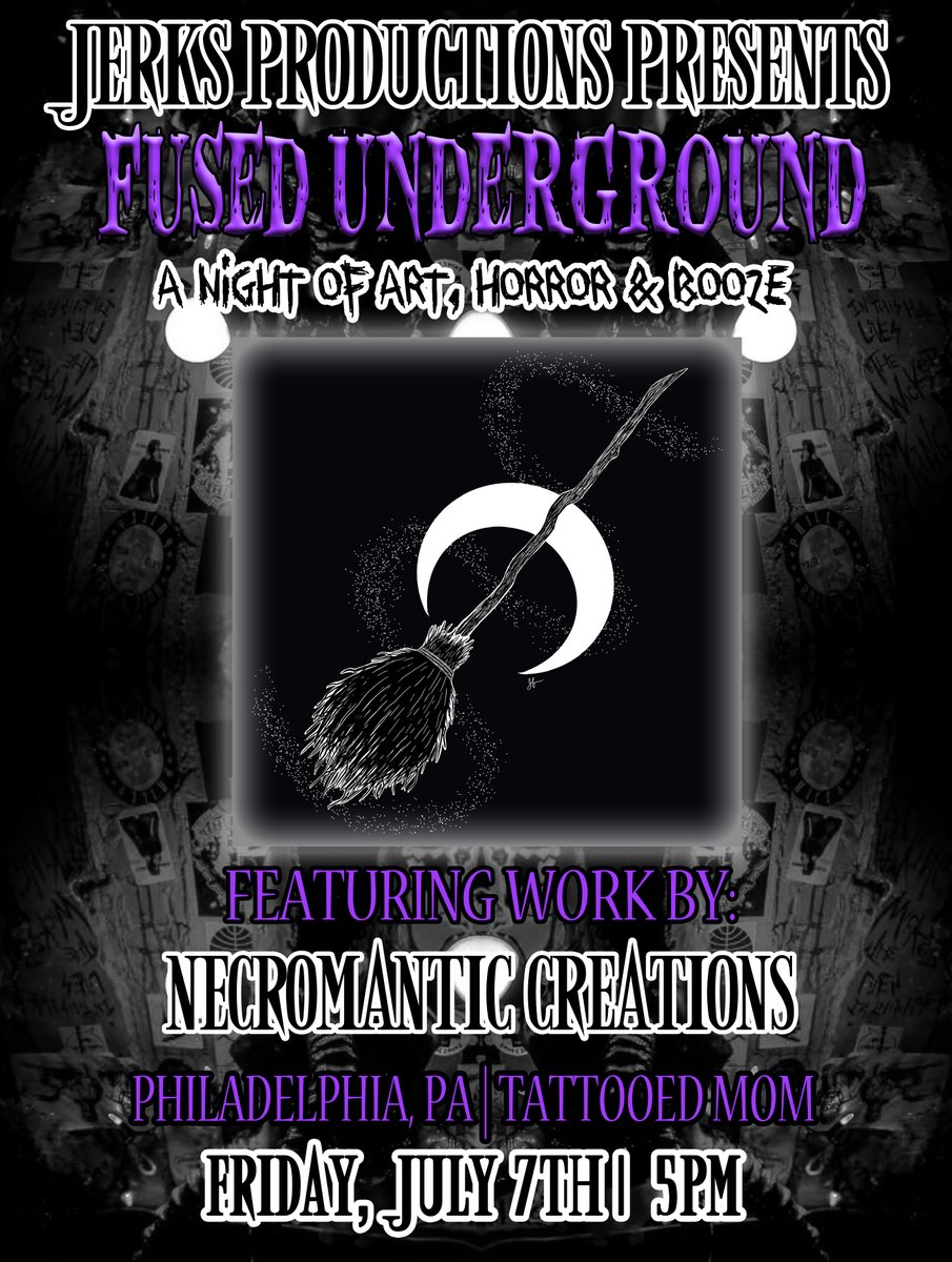See the works of Necromantic Creations & more at #FusedUnderground Friday, July 7th!
See more here: @necromantic_creations
buff.ly/3Ot98xb
5pm. FREE.
#JERKSProductions #SupportLocal #SupportLocalArt #TMoms #TattooedMoms