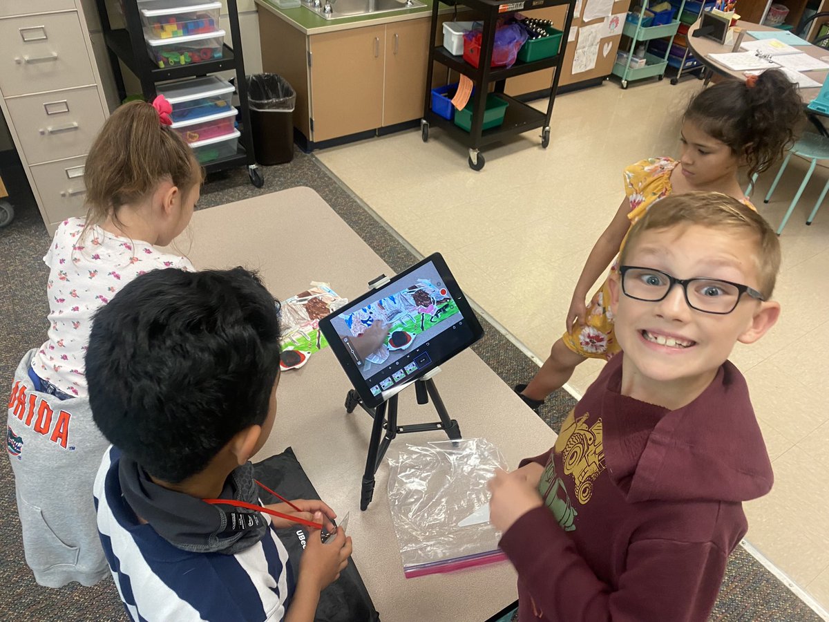 Stephens_STEM's tweet photo. Rainforest stop motion in action! 2nd grade students chose a layer, created animals to put in their layer, and now it’s time to put them into videos! 🦜🦅🌳🦥🐸🐍🐅 @WakelonES https://t.co/UgKmfHuLYx