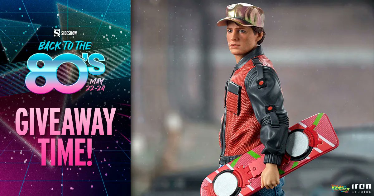 To celebrate the 80s, we’re giving away the #MartyMcFly 1:10 Statue by @ironstudios. For a chance to win: 

LIKE this post 
FOLLOW us 
Reply w/ Where in time you’d like to travel 
Tag 1 friend in your reply 

Ends TODAY @ 7 PM PT! T&amp;C: side.show/contest