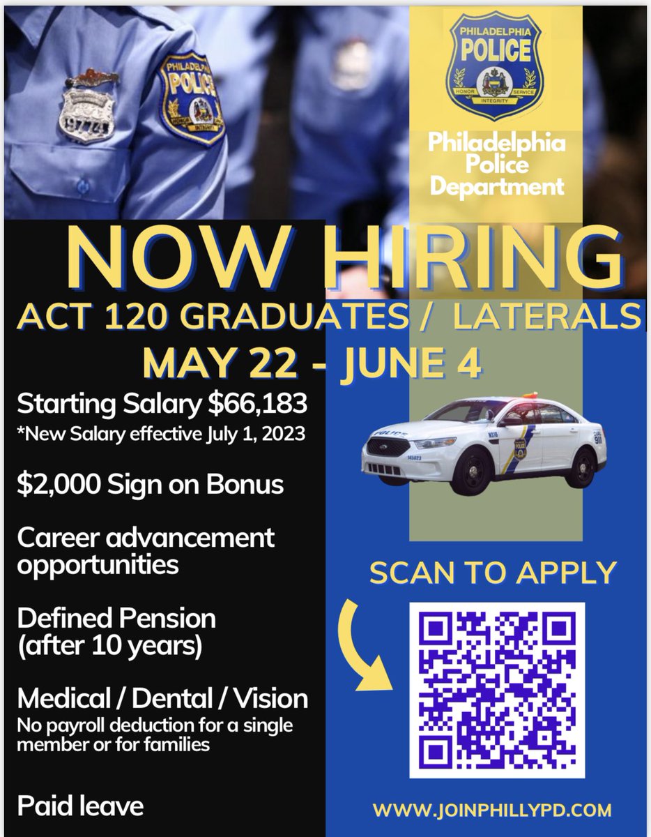 Tick Tock, Tick Tock oh thats not a clock ⏰ its the sound in your head because YOU just graduated from an Act 120 school and  looking to be a change agent in a major city! Use the QR code and start your career with Philly PD! <a href="/PPDVJohnson/">Verdell Johnson</a>