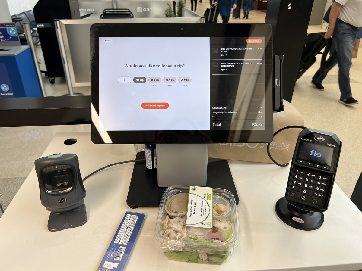 annatonger's tweet image. I’m at Newark Airport being asked to tip on a self checkout transaction- how much should I tip?