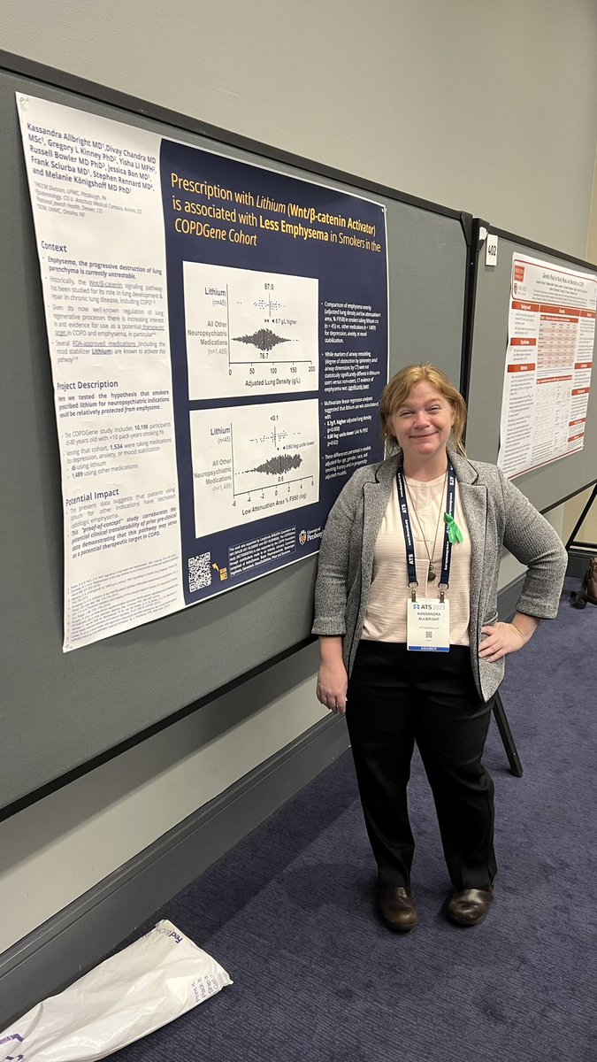 Proud and happy to see #PinkLab Poster Presenters <a href="/Qianjiang_Hu/">Qianjiang Hu (QJ)</a> <a href="/delphinebeauli1/">delphine beaulieu</a> <a href="/kassandraallbr1/">Kassandra Allbright</a> <a href="/leme_as/">Adriana Leme</a> in action at #ATS2023 👏👏#welovescience #lung 🫁