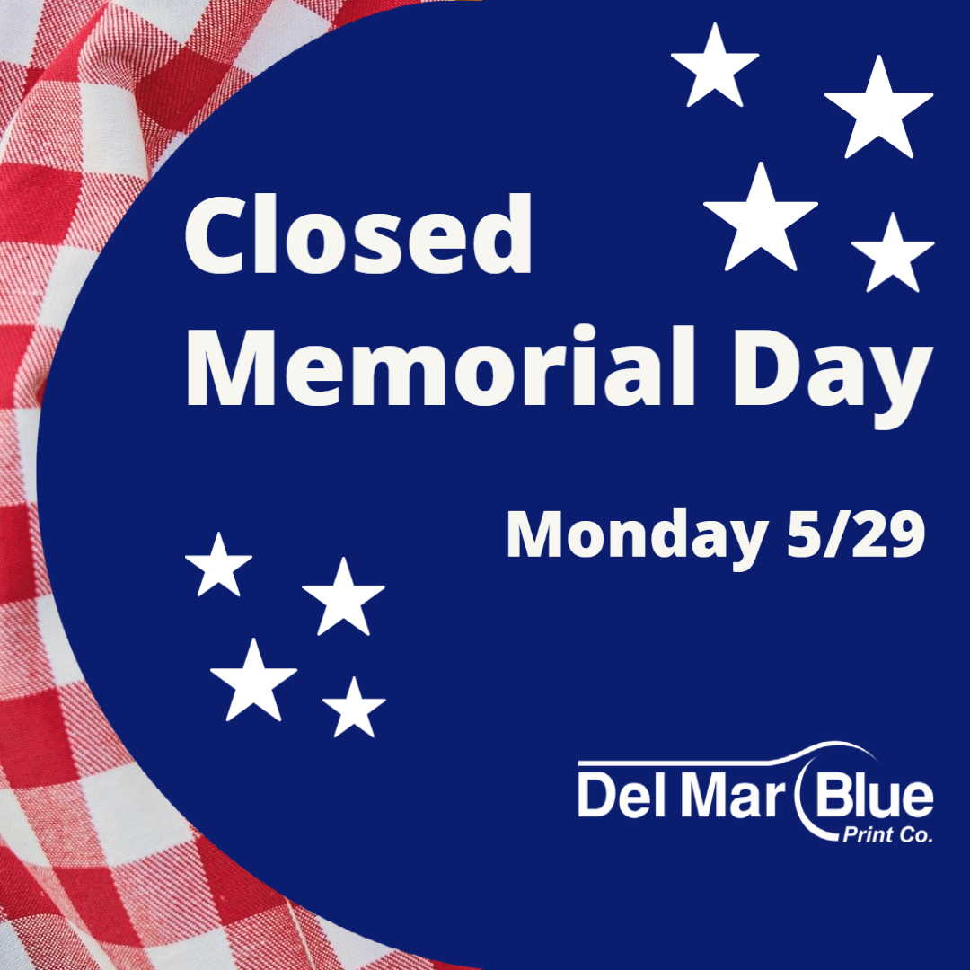 delmarblueprint's tweet photo. Hey there! Just wanted to let you know that we will be closed on Monday, May 29 in observance of Memorial Day. Have a great long weekend! 🌞 https://t.co/vXL3KULv4k