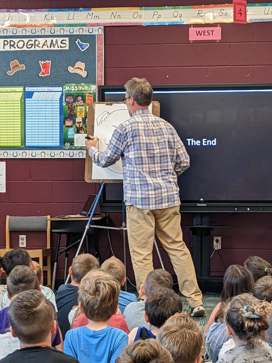 Today our students learned about the process of illustrating a book from beginning to end! Thank you @bradleysneed for a great day <a href="/bar_sni/">Sni-A-Bar Elementary</a>! Thank you for the new drawings too!!