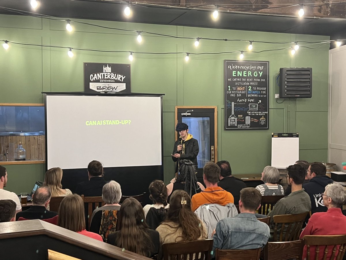 jasonnurse's tweet image. Artificial intelligence 🤖 and comedy 😂..

Best joke(s) of the night so far ! 🤣😂🤣

And can’t post this without mentioning MILDEW! Well done ChatGPT!! 💦🤖

Great talk @tpargetergrey 

#Pint23 #Kent #AI #ChatGPT #comedy #jokes