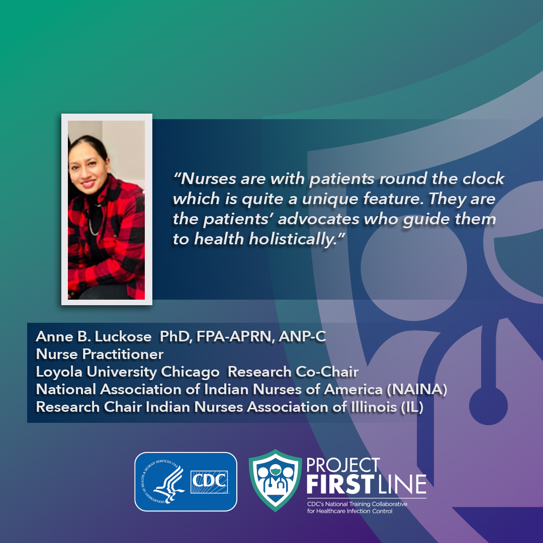 CDC_Firstline's tweet photo. Project Firstline and @ANANursingWorld  spoke with nurses about how infection control plays a role in their day to day, and what being a nurse means to them. Stay tuned this week to see more messages from nurses as we wrap up #NursesMonth! https://t.co/Aoge4macsY