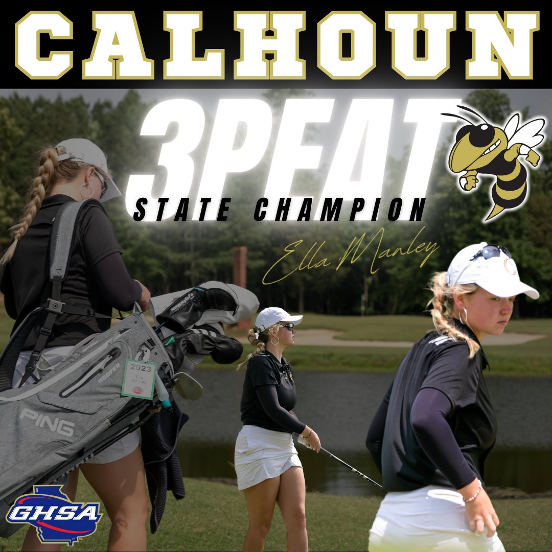 CalhounSchools's tweet photo. Congratulations to Calhoun Golf 3X STATE CHAMPION Lady Jacket, Ella Manley! 🐝⛳️

#3PEAT 🏆🏆🏆 https://t.co/GTJBDwrB9q