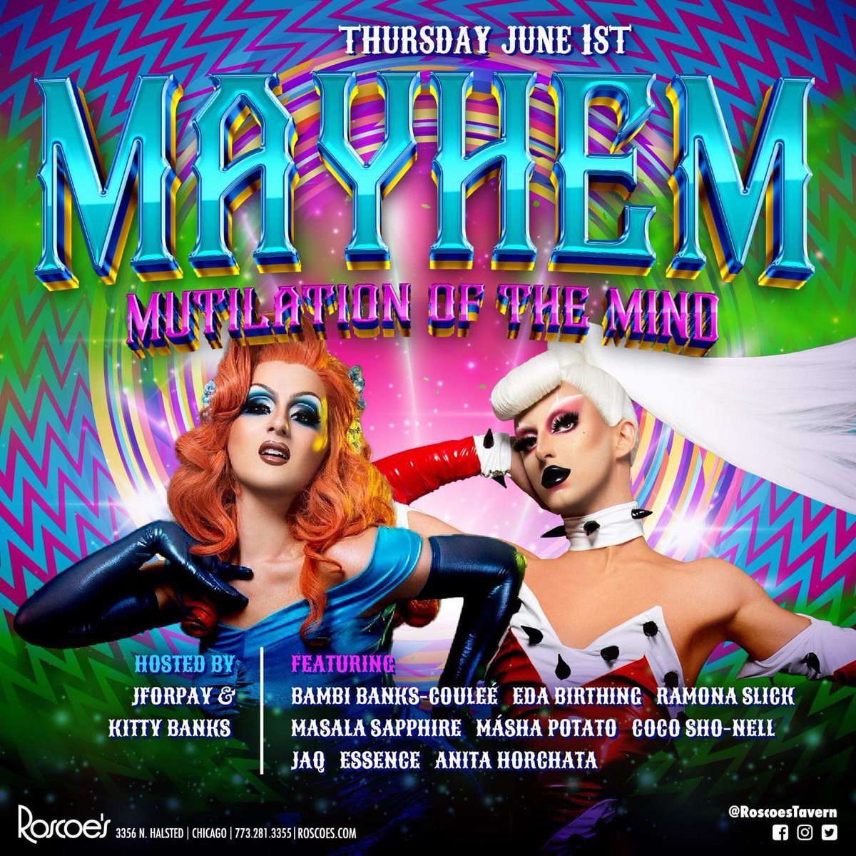 bon_abhijeet's tweet photo. MAYHEM IS BACK JUNE 1ST

hosted by:
@jforpay + @itskittybanks

shows by:
@itsbambibanks
@edabirthing (omfg)
@ramonaslick
@masalasapphire
@mashapotatohead
@cocoshonell
@jaq_harris
@justsayessence
@anitahorchata

NO COVER + $2 DRINKS https://t.co/ddAvmW17vs
