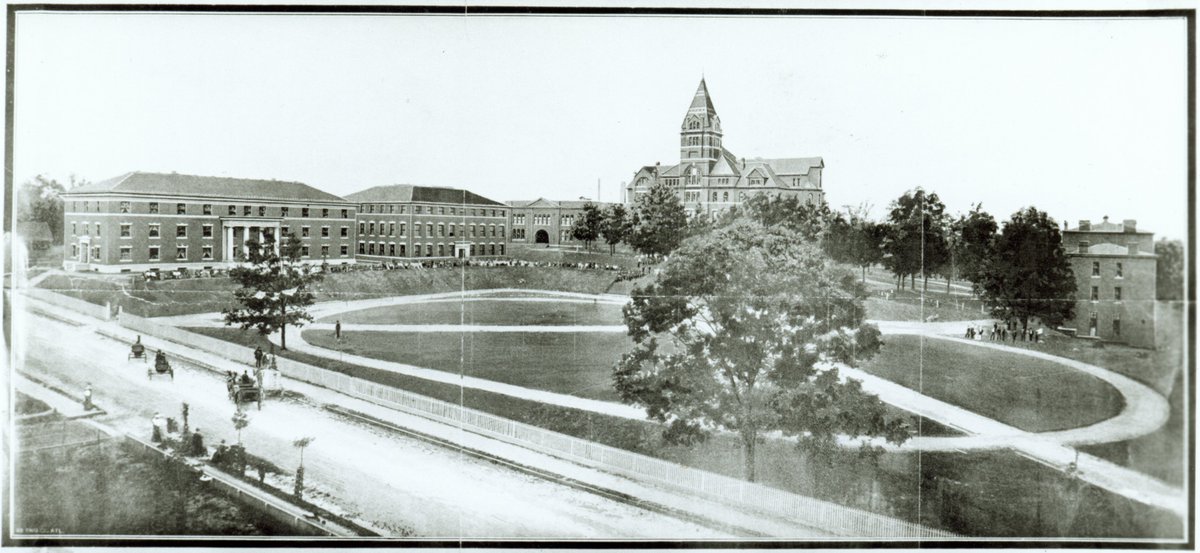 Here's one of the oldest still photographs we've been able to find of Georgia Tech's campus–probably from around 1899 or 1900.

That's North Avenue in the foreground, which used to be the northernmost city limits of Atlanta.