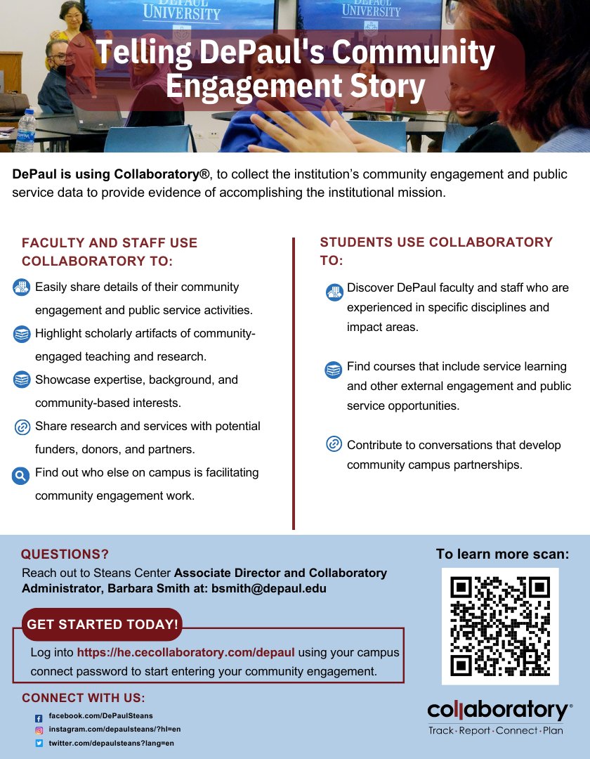 Telling DePaul's Community Engagement Story. Login to Collaboratory- he.cecollaboratory.com/collaboratory/…