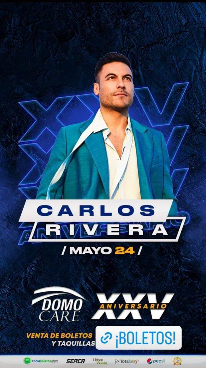LauraDeLaRos4's tweet photo. Agenda [@_CarlosRivera ] 𝚂𝚒𝚐. 𝙵𝚎𝚌𝚑𝚊 
→‼️• 24•05-DomoCare🇲🇽 ‼️Siguiente parada 🛑
• 26.05 - Torreón 🇲🇽
• 27.05 - Monterrey NL🇲🇽
• 02.06 - FeriaJuárez 🇲🇽
🕺🏻✈️❤️‍🔥 #UnTourATodasPartes @CR_ClubPorTi
@mikenoriega @davidedwardwest
@jjuarezww @WestwoodEntt @Sonymusic https://t.co/9PtX68RrT1