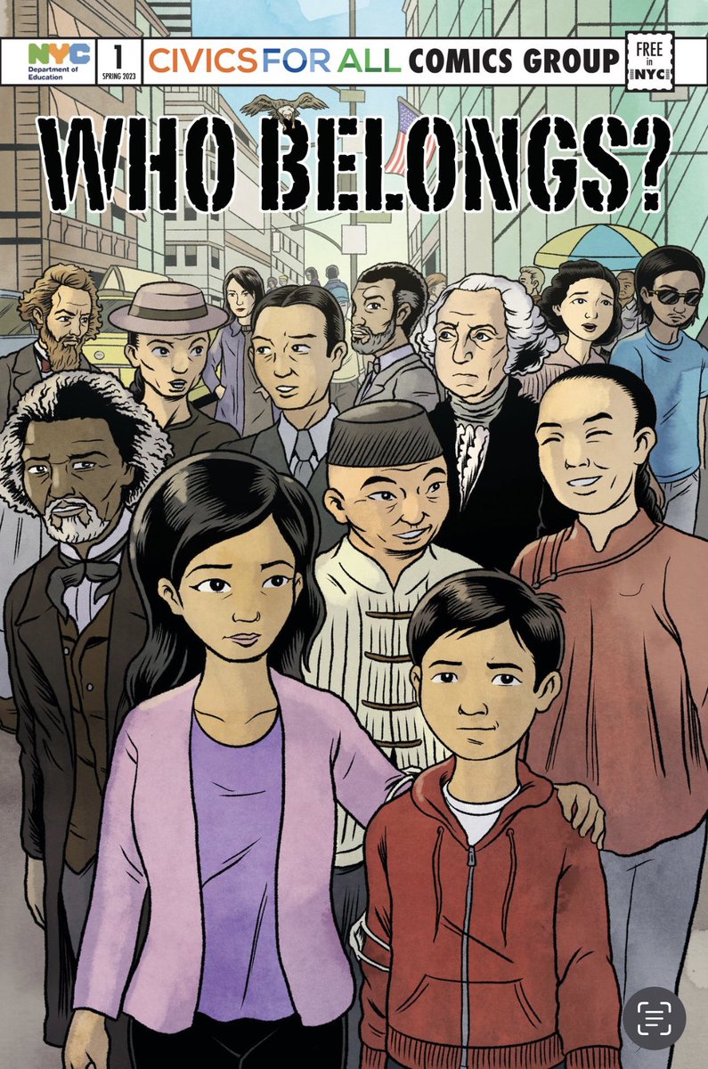 How about a cover preview?! 

COMING SOON! 

The upcoming NYCDOE Civics for All Comics Group #HiddenVoicesAAPI comic WHO BELONGS? by @gregpak @JeremyArambulo Irma Knivila @TheJaniceChiang!!