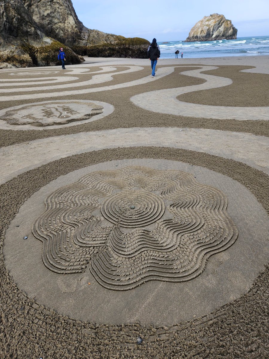 @Tazerface16 Circles in the Sand by Denny the Sandman, at the beautiful Face Rock Wayside Bandon, Oregon