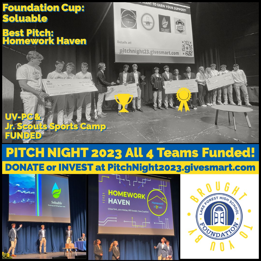 The results for Pitch Night 2023 are in and all 4 teams received funding!  The Pitch Night website will be open until May 30th if you are interested in investing in the teams/businesses: pitchnight2023.givesmart.com.   Thanks for helping to make this such a successful night!