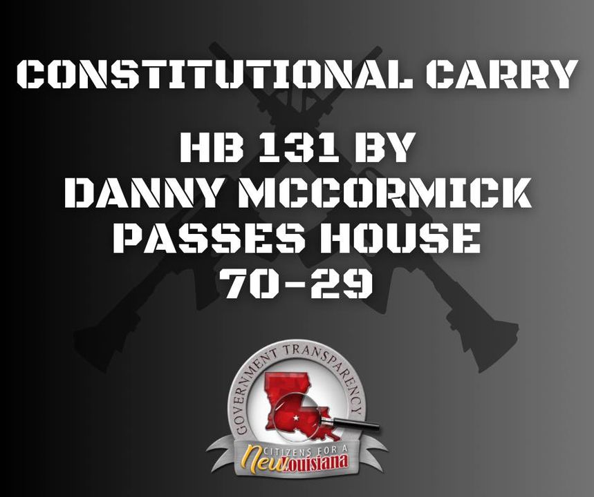 newlouisiana's tweet photo. Constitutional Carry by State Representative McCormick4LA passes the House 70-29
#lalege #lagov https://t.co/1Qv6yzGeOI