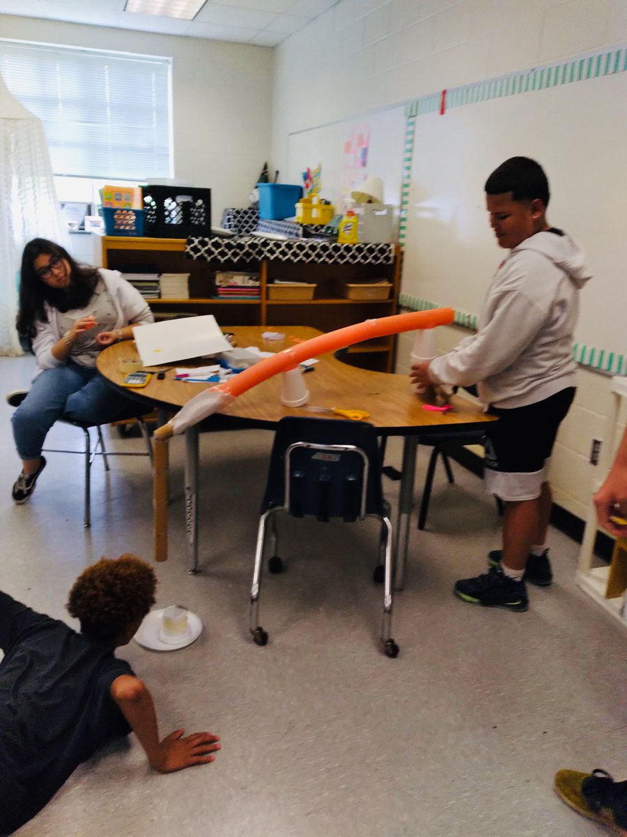 AmandaEcteach1's tweet photo. 7th graders had assistance learning all about Force and Motion, potential/ kinetic energy, & simple machines by creating their own amusement park with one working roller coaster. #mamslife https://t.co/6WVTCu0F4D