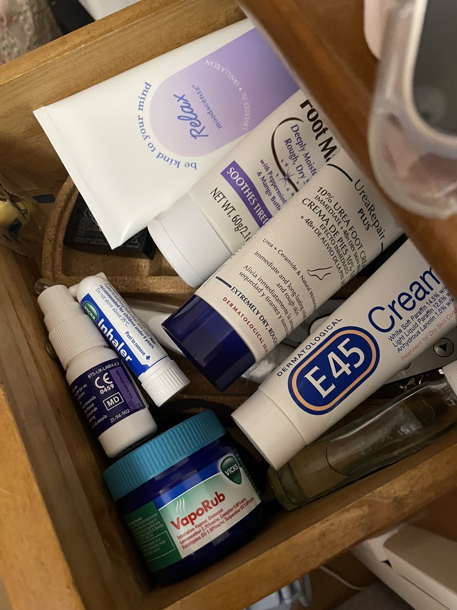 hannahbananee's tweet photo. Tell me you're a Tita without telling me you're a Tita. 

When your bedside drawer is looking more like a little Botika than aesthetic vibes really. https://t.co/aSnh0VPEvW