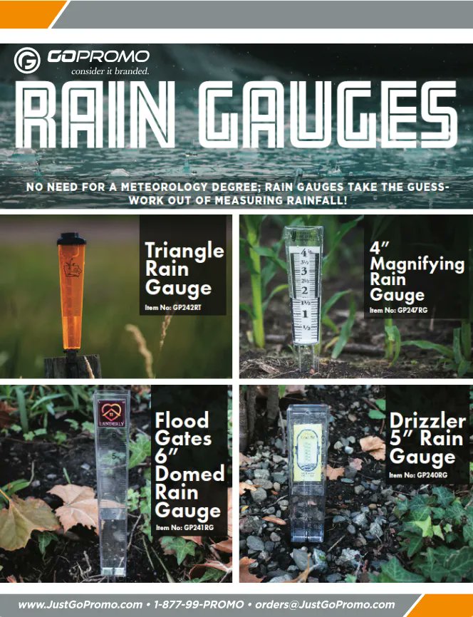 Its a perfect time of the year to get custom rain gauges. We have multiple styles, sizes, and color options to choose from. Email one of our account managers to get started on your order!

#JustGoPromo #ConsiderItBranded #RainGauge #PromoProducts #Summer