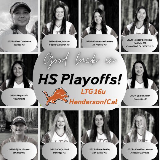 🚨Good luck to our studs during HS Playoffs!!! We are so proud of you!! ✨💫 🦁🥎 @JoeHendersonLTG  @CoachCatLTG @ExtraInningSB @Los_Stuff  #LTG #Playoffs2023 #highschoolsoftball