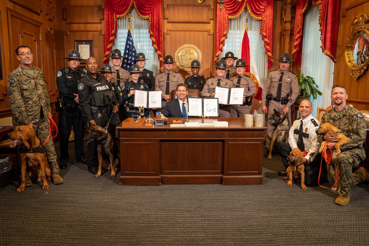 In Florida, it is now a felony to commit violence against a K9 officer.
 
Our K9s work hard to protect our communities and we will exact swift justice against those who perpetrate violence against them.
