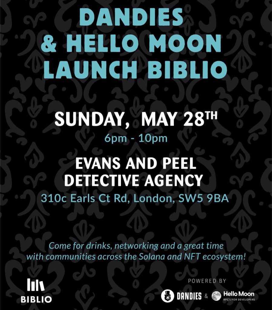 HelloMoon_io's tweet photo. We are throwing a party this Sunday in London with @DandiesNFT, @TheGentlemonke and @Uzy1000x — Give us a shout if you’ll be in town and would like to attend 🫡 https://t.co/efY3HzAK5I