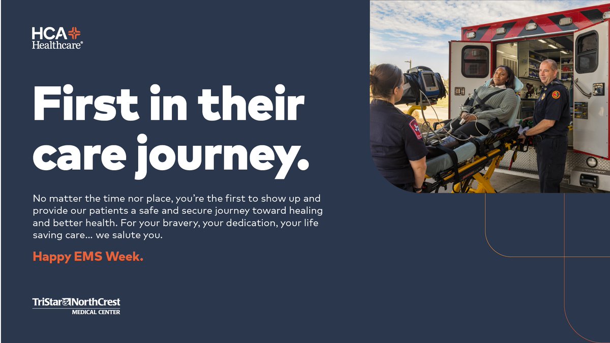 northcrestmc's tweet photo. This National EMS Week, TriStar NorthCrest is proud to celebrate and recognize the round-the-clock care and bravery of first responders who show up when our patients need it most. 

#PositiveImpact #EMSWeek https://t.co/ngnQv5pcaW