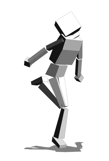 自作の箱人形にクリスタでポーズ反映させるのに成功!あとは使うキャラ作ればクリスタで使えるぞぃ 