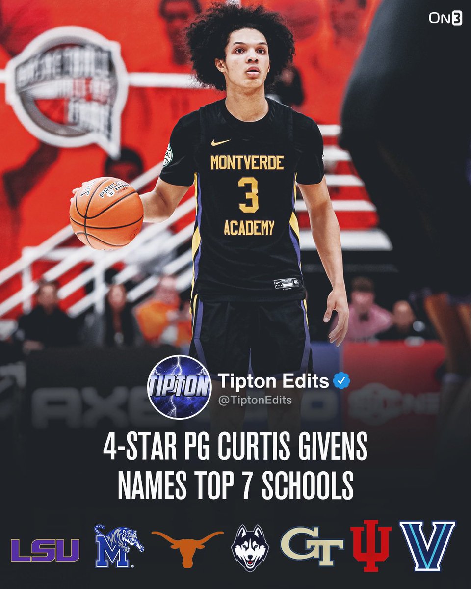 JoeTipton's tweet photo. NEWS: 2024 four-star point guard Curtis Givens tells me he’s down to seven schools. 

Story: https://t.co/GYafdsoWh8 https://t.co/AuXdyWEt9q