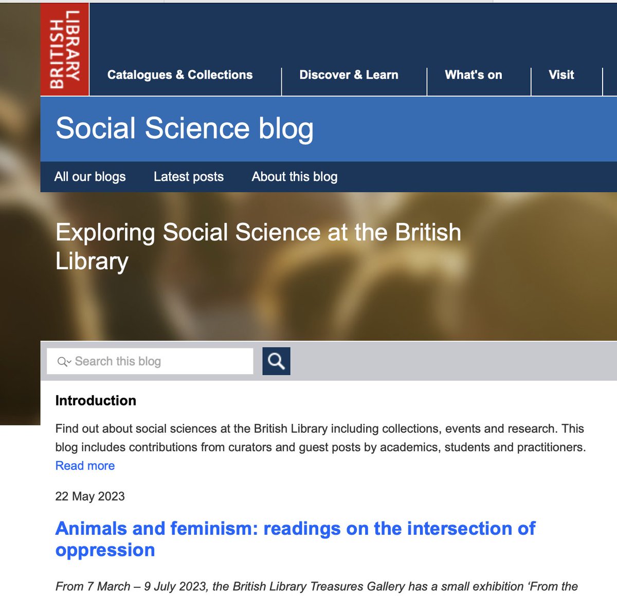 grumpyvegan's tweet photo. The second of four guest posts The British Library Social Science blog invited me to write is called Animals and Feminism. It's now available to read and prominently features the work of Carol Adams. @_CarolJAdams https://t.co/rkGc8l8Ob5 https://t.co/xltOB670Cw