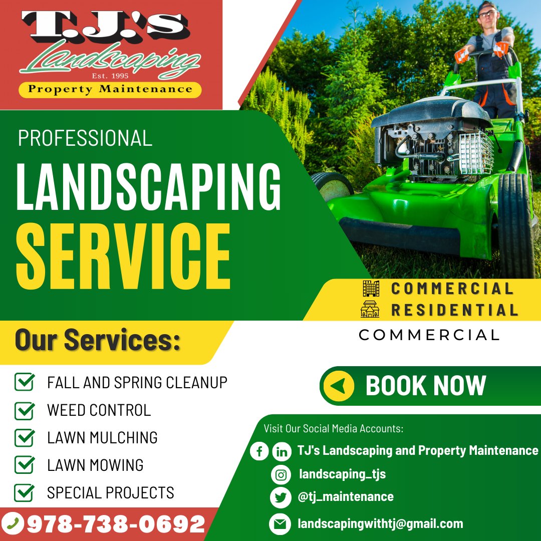 tj_maintenance's tweet photo. Transform your outdoor space with our spring clean-up and landscaping services! 

Email us: landscapingwithtj@gmail.com
Call us now: 978-738-0692

#landscaping #springseason #springcleanups #maintenance #propertymaintenace #massachusetts #boston #freeestimate #lawncare https://t.co/ftUPncvj45