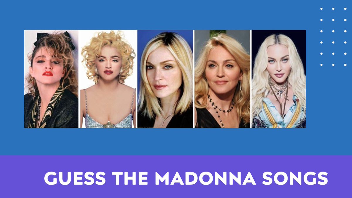 _quiztoday's tweet photo. If we refer to the #nickname #Queen of #Pop, it is still associated with #Madonna. Do you recognize all 20 #songs? What is your favorite classic? LINK IN BIO!

#guessthesong #musicquiz #quiztoday #music #song #quiz #guess 
 #musicsongquiz #songguessing #madonnahits #Trivia https://t.co/Dzs8eoX0h9