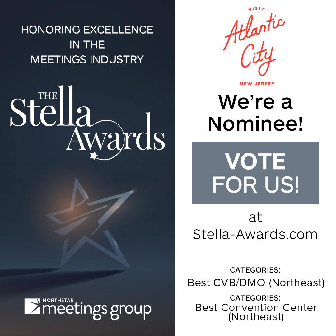 Atlantic City Convention Center (@acconvention) on Twitter photo Only 2 days left to vote as we are a nominee in the 7th Annual Stella Awards!
🟡Best Convention Center (Northeast) ow.ly/YLI550NM6zT
🟡Best CVB/DMO (Northeast)<a href="/Visit_AC/">Visit Atlantic City</a>
ow.ly/hiyt50NM6uy
#StellaAwards2023
<a href="/NorthstarMeets/">Northstar Meetings Group</a> Only 2 days left to vote as we are a nominee in the 7th Annual Stella Awards!
🟡Best Convention Center (Northeast) ow.ly/YLI550NM6zT
🟡Best CVB/DMO (Northeast)<a href="/Visit_AC/">Visit Atlantic City</a>
ow.ly/hiyt50NM6uy
#StellaAwards2023
<a href="/NorthstarMeets/">Northstar Meetings Group</a>