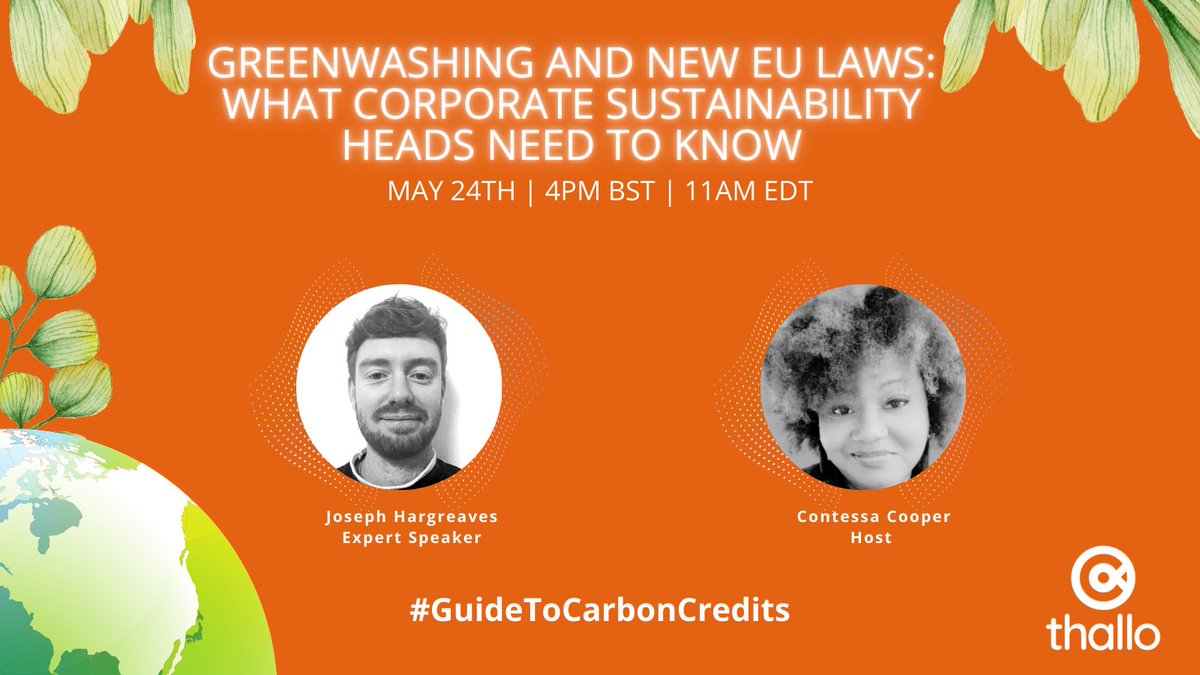 thallo_io's tweet photo. "You're invited! Join us in the heart of the conversation on #greenclaims and new #EUlaws. With @contessalouise and @JoeHargreaves91 sharing in this exclusive Twitter Space on May 24th at 4pm BST. It's an event not to be missed!"

📌 https://t.co/6HzihLWss9

#Greenwashing https://t.co/7MgSGGyWt5