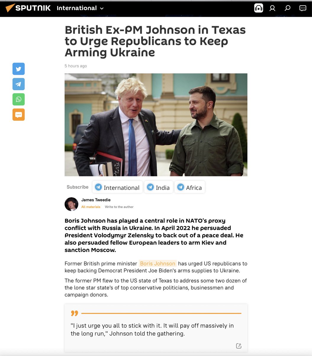 BOJO sure gets about, doesn’t he? 

In Texas at the moment, urging the Republicans to keep arming Ukraine 

sputnikglobe.com/20230523/briti…