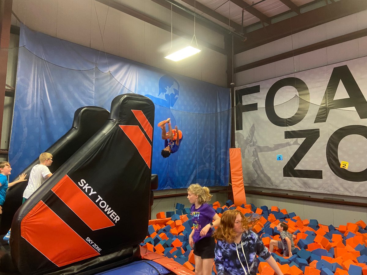 5th graders are having a great time at Sky Zone today! #weschools
