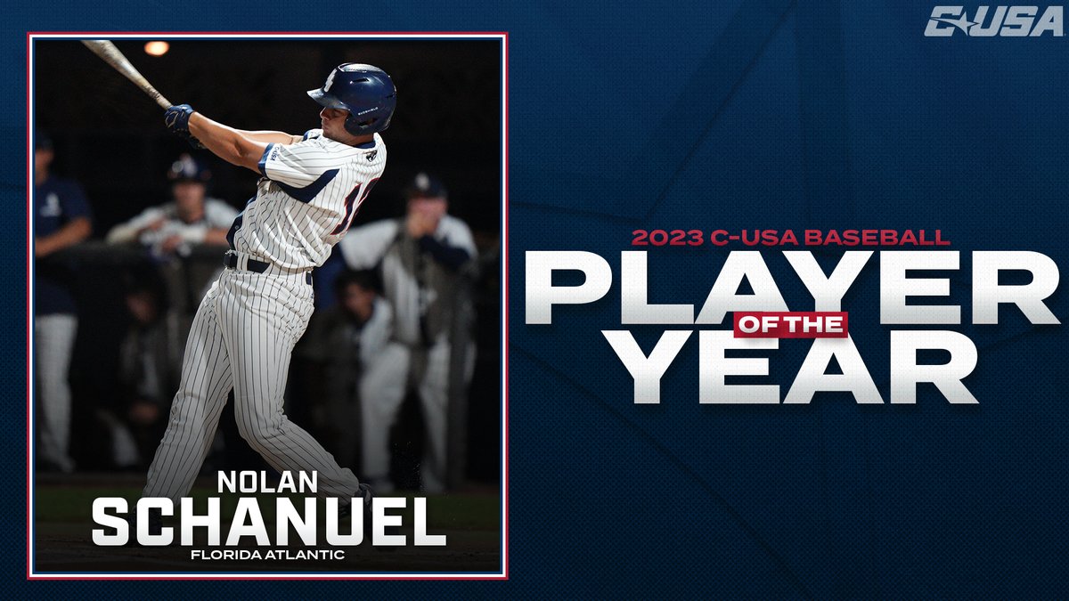 ConferenceUSA's tweet photo. 𝗣𝗹𝗮𝘆𝗲𝗿 𝗼𝗳 𝘁𝗵𝗲 𝗬𝗲𝗮𝗿

Nolan Schanuel (@NSchanuel), @FAUBaseball

#CUSABASE ⚾️ https://t.co/f7SN1ooKJb