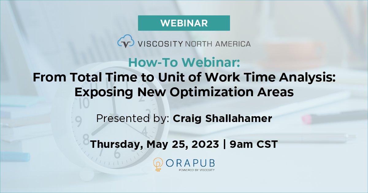 ViscosityNA's tweet image. Get fresh perspective on #databaseperformance! Join @OraPubInc&apos;s Craig Shallahamer on May 25 for our paid members-only webinar, &quot;From Total Time to Unit of Work Time Analysis:Exposing New Optimization Areas.&quot;

Join today: bit.ly/40ZlS16
#VNA #OraPub #orcldb