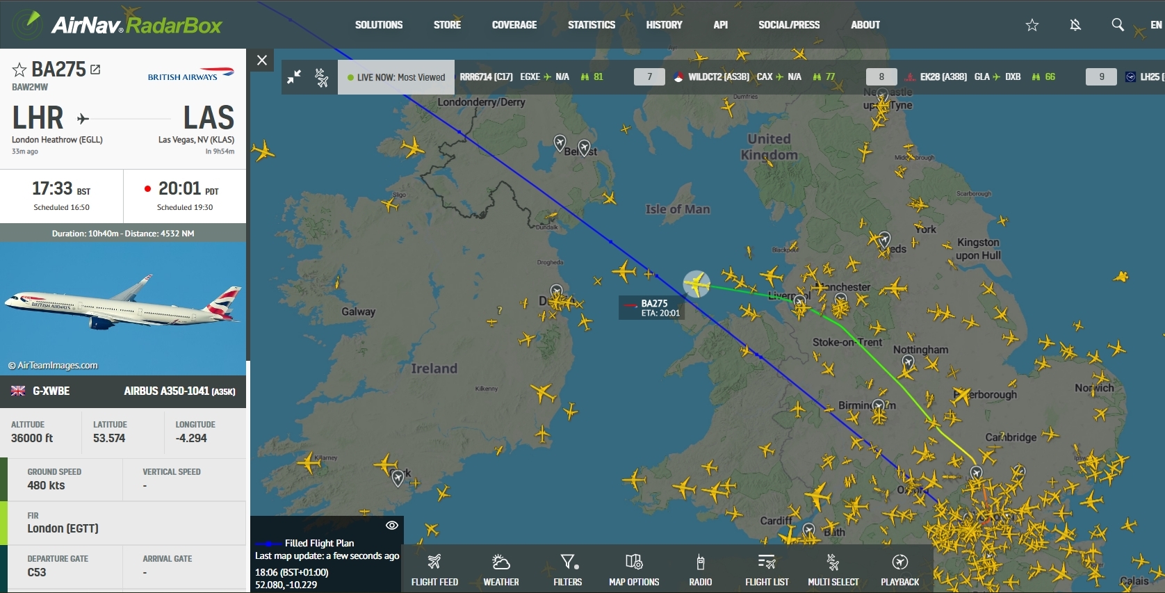 RadarBox on Twitter "BA275 between London Heathrow and Las Vegas is