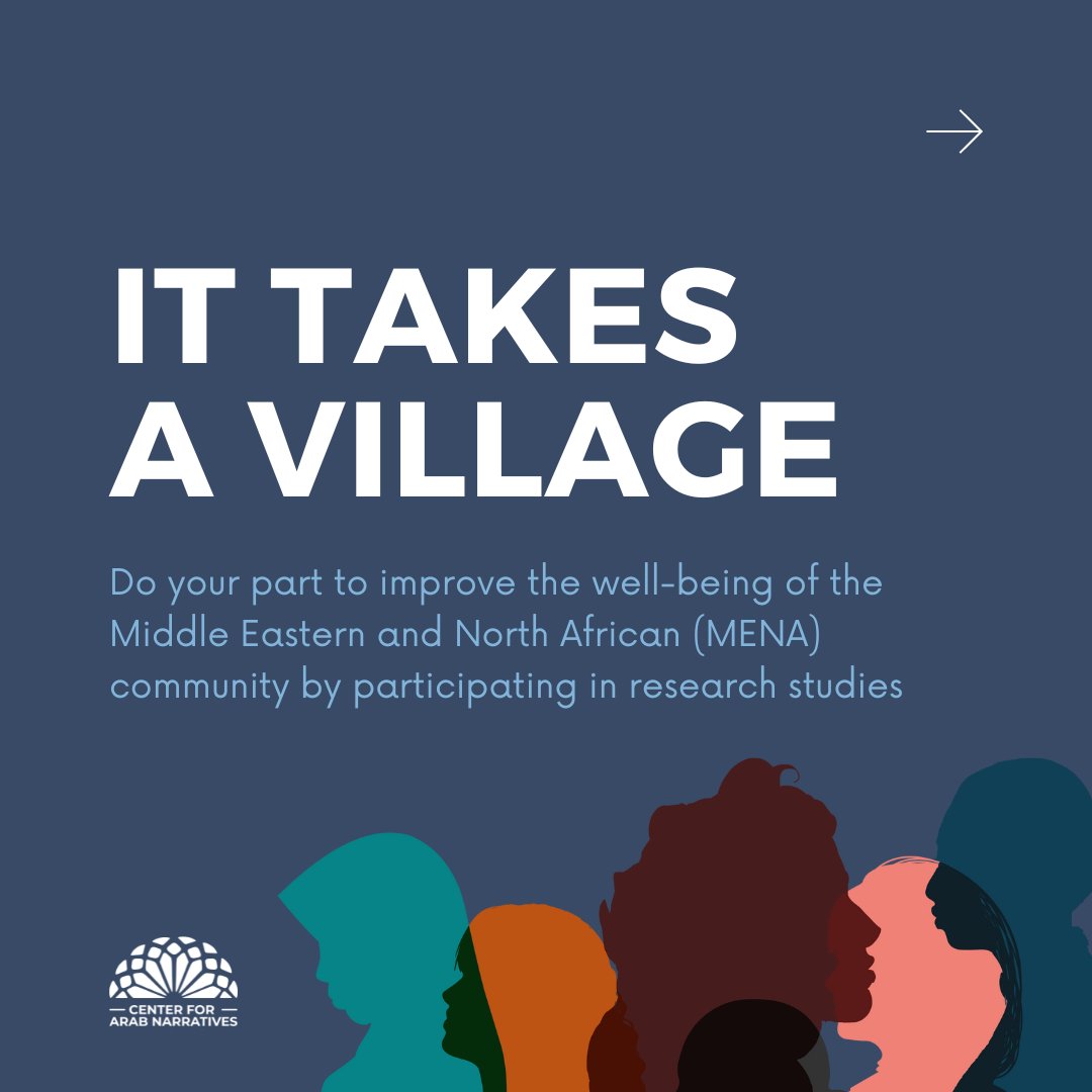 ArabNarratives's tweet photo. At CAN, our goal is to promote and practice community-empowered research. Achieving this goal requires everyone's involvement! Be sure to share and participate in these studies to advance the well-being of the MENA community! https://t.co/3qAcOSR6LO