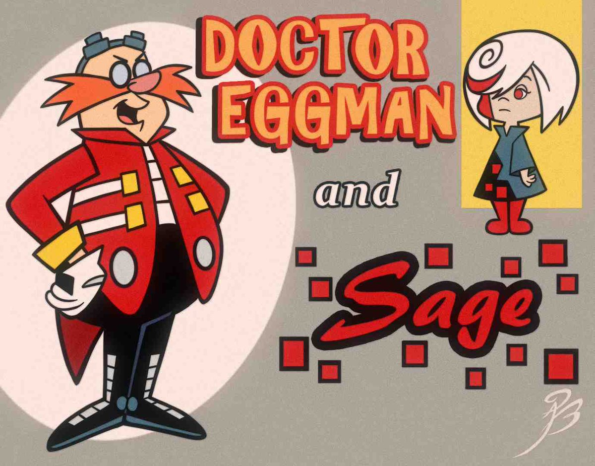 #SonicTheHedgehog, but in a 60's Hanna-Barbera style: Part 5!

Dr. Eggman 🥚💡⚙️🔧  & Sage 💖💻