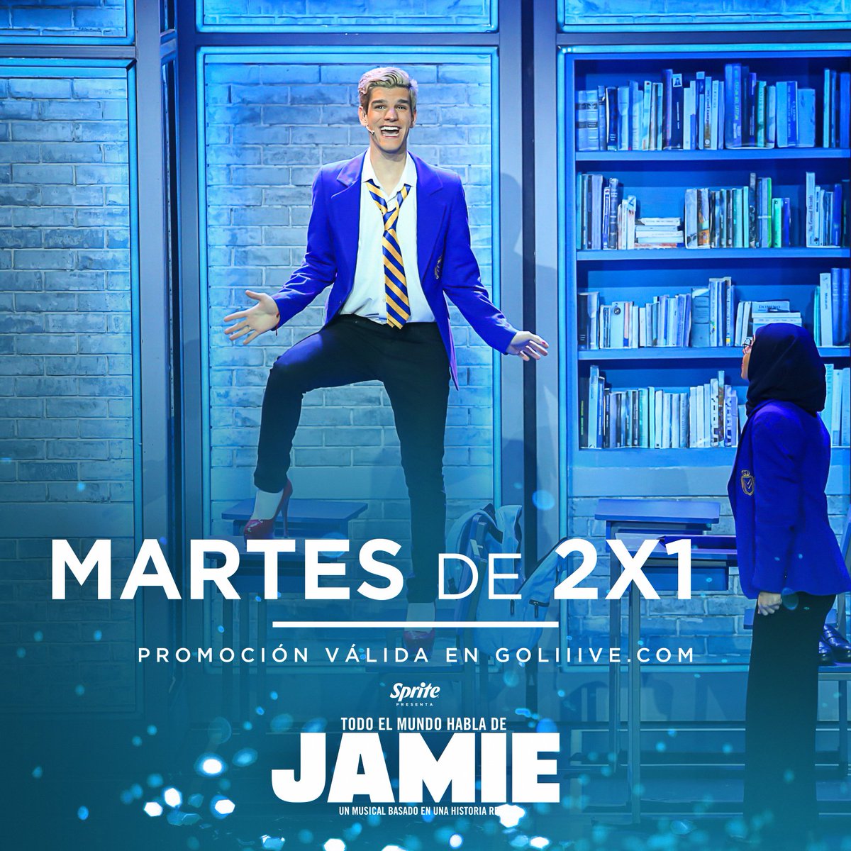 JamieElMusical's tweet photo. ¡Duplica la emoción en el teatro con nuestra increíble promoción 2x1 con @goliiivemx !

*Promoción válida en la venta online: https://t.co/vbFPAfP9Y0
Funciones:

👠Viernes 8:00 pm
💙Sábado 4:30 pm y 8:00 pm
✨Domingo 5:00 pm 
 
 #TodoElMundoHablaDeJamie https://t.co/iBBcJ368SK