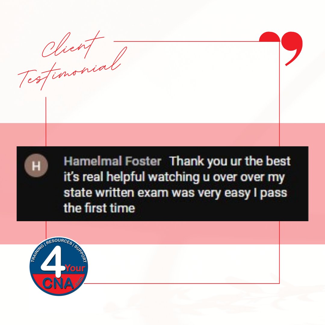 4YourCNA's tweet image. Let's congratulate everyone for passing their CNA exams! Welcome to healthcare! Share your win with us. Just leave a comment fresh comment to any of our YouTube videos for a shoutout 🤩

Happy caregiving from 4YourCNA 😘
#4YourCNA #cna #cnaproblems #cnalife