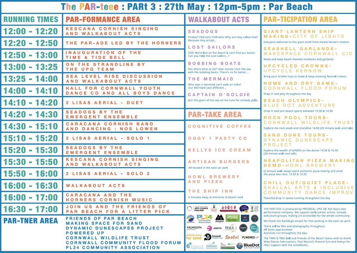 St Austell Bay Resilient Regeneration (StARR) Proj (@starrscheme) on Twitter photo See what's on at Par-Teee3, Saturday 27 May, noon-5pm Par Beach 😎🌊🏖️ #flood #adaptation
@prodigalUPG <a href="/EdenProject/">Eden Project</a> <a href="/PaulineGiles/">Pauline giles BEM</a> <a href="/CORMACltd/">CORMAC</a> <a href="/CwllCFloodForum/">Cornwall Community Flood Forum (CCFF)</a> <a href="/CornwallCouncil/">@cornwallcouncil</a> <a href="/EnvAgencySW/">Environment AgencySW</a> <a href="/kierconstruct/">Kier Construction</a> <a href="/SouthWestWater/">South West Water</a> <a href="/WestcountryRT/">Westcountry Rivers Trust</a> <a href="/UniofExeterESI/">Uni of Exeter's ESI</a> <a href="/CommunitiesPrep/">Communities Prepared</a> See what's on at Par-Teee3, Saturday 27 May, noon-5pm Par Beach 😎🌊🏖️ #flood #adaptation
@prodigalUPG <a href="/EdenProject/">Eden Project</a> <a href="/PaulineGiles/">Pauline giles BEM</a> <a href="/CORMACltd/">CORMAC</a> <a href="/CwllCFloodForum/">Cornwall Community Flood Forum (CCFF)</a> <a href="/CornwallCouncil/">@cornwallcouncil</a> <a href="/EnvAgencySW/">Environment AgencySW</a> <a href="/kierconstruct/">Kier Construction</a> <a href="/SouthWestWater/">South West Water</a> <a href="/WestcountryRT/">Westcountry Rivers Trust</a> <a href="/UniofExeterESI/">Uni of Exeter's ESI</a> <a href="/CommunitiesPrep/">Communities Prepared</a>