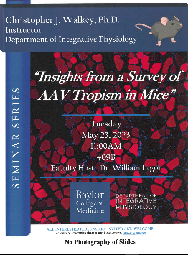 BCM Department of Integrative Physiology (@bcmintegrphys) on Twitter photo Dr. Christopher Walkey delivered an excellent seminar about AAV tropism and tissue specific expression. He also shared an amazing resource from the Somatic Cell Genome Editing (SCGE) Consortium. Check it out! <a href="/somaticediting/">Somatic Cell Genome Editing (SCGE) Outreach</a> Dr. Christopher Walkey delivered an excellent seminar about AAV tropism and tissue specific expression. He also shared an amazing resource from the Somatic Cell Genome Editing (SCGE) Consortium. Check it out! <a href="/somaticediting/">Somatic Cell Genome Editing (SCGE) Outreach</a>
