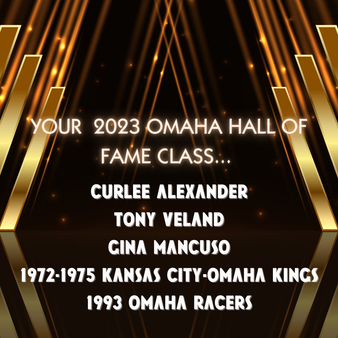 Omaha_Sport's tweet image. Your 2023 Omaha Hall of Fame Class has officially been inducted! Congratulations to @CurleeAlexander, Tony Veland, @GinaMancuso82, 1972-1975 Kansas City-Omaha Kings, and the 1993 Omaha Racers. #2023OSCAS #GoldBeginsHERE #OmahaHOF