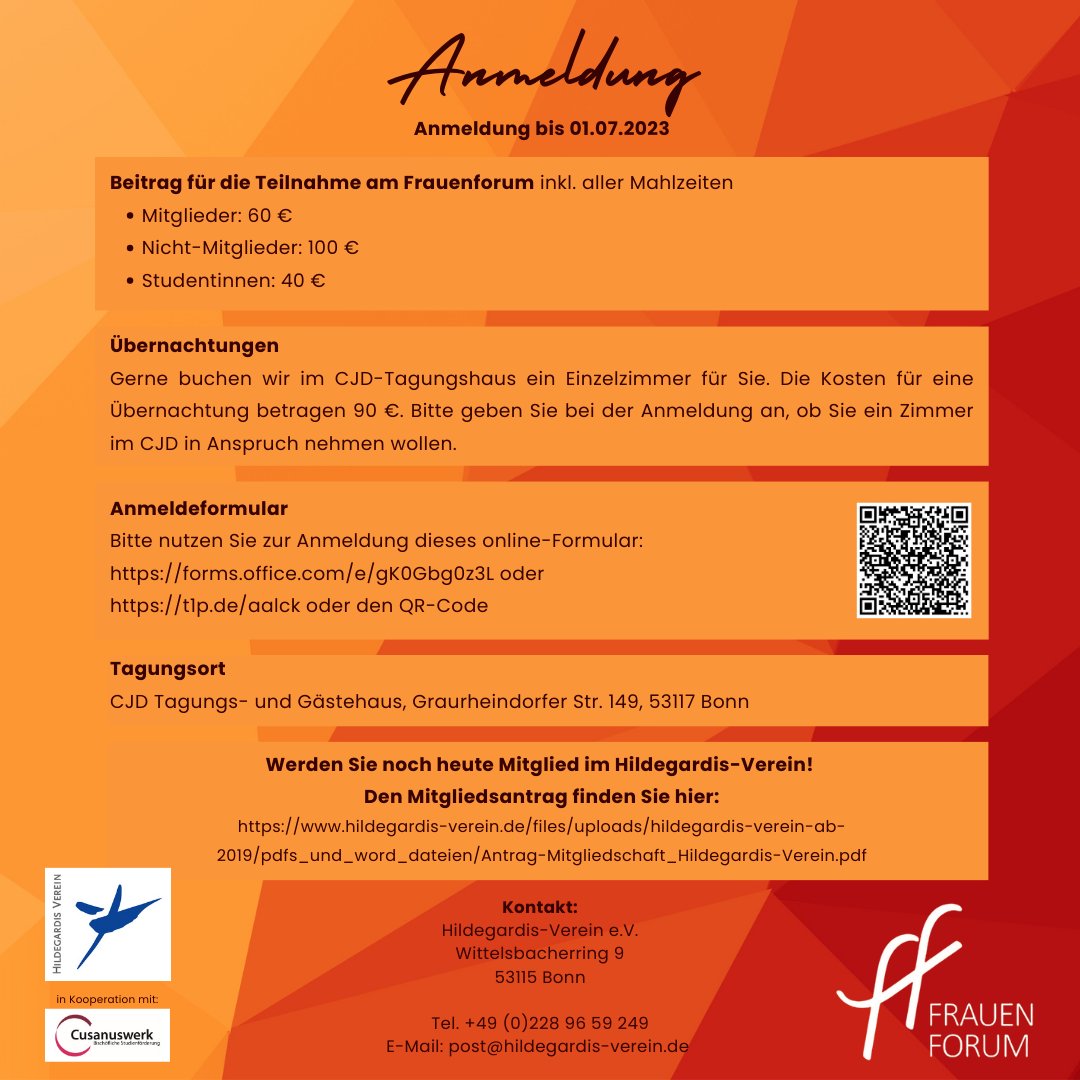 Hildegardis_eV's tweet photo. Wir laden zu unserem großen Netzwerktreffen ein, dem FrauenForum am 1. und 2.9.! 
Bei Podiumsdiskussionen, in praxisnahen Themencafés und im Gottesdienst geht es um das Thema "Hinaus ins Weite".
Zum vollständigen Programm und zur Anmeldung geht es hier: https://t.co/TAZ3Wp7Wxo https://t.co/bksRd92s7B