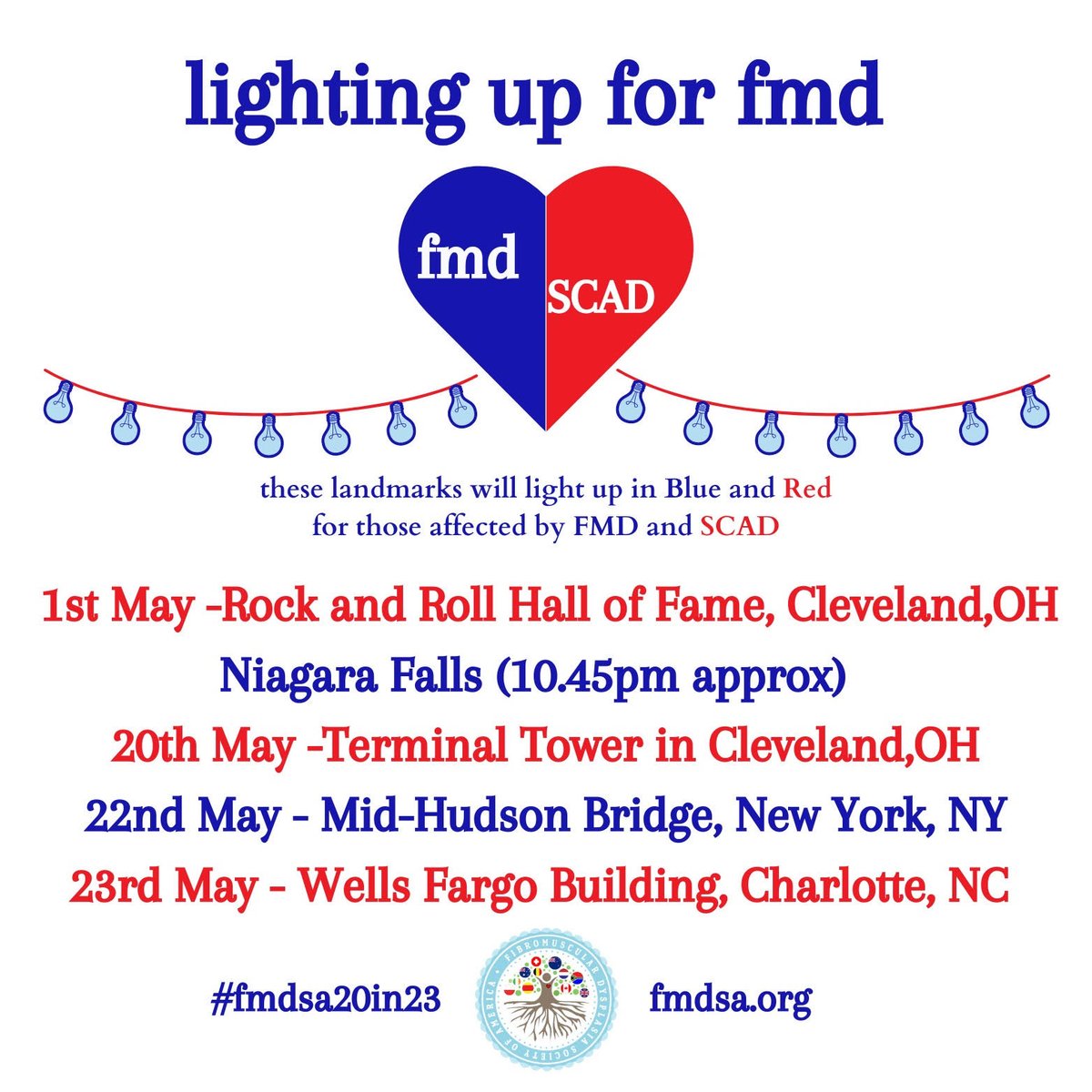 EstherSHKimMD's tweet photo. Come join me and my team from @AtriumSHVI as we join #FMD patients for the lighting of the @wellsfargo building organized by @FMDartery for #fmdawarenessmonth. Meet at 8pm in front of the building for a photo. 550 South Tryon.  #fmdsa20in23 #lightingupforfmd https://t.co/gXxp7tcav2