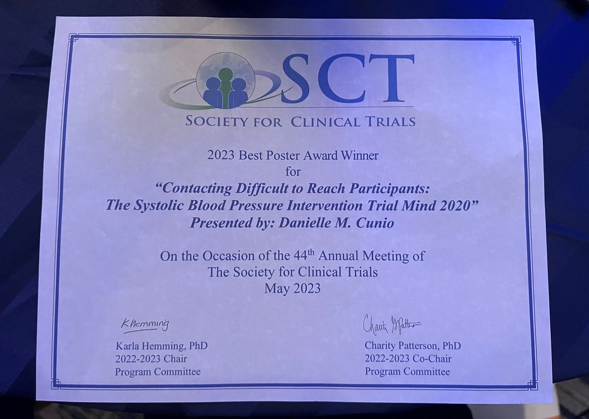 WakeBDS's tweet photo. Congratulations to @WakeBDS staff member #DanielleCunio for winning the Best Poster Presentation award at the @SCTorg Annual Meeting in Baltimore! 👏 👏 👏 #SCT2023 https://t.co/zsFsnoxtkc